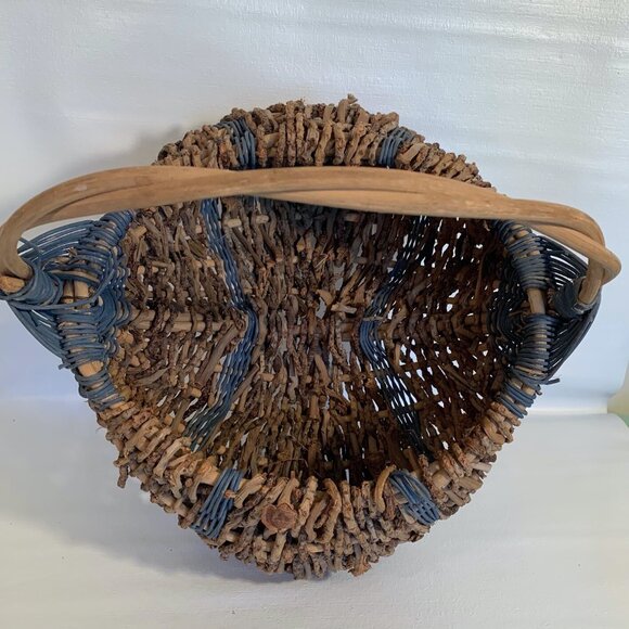 VTG Buttocks Basket Egg Gathering Hand Woven Primitive Rustic Gods Eye Large 16" - Picture 6 of 16